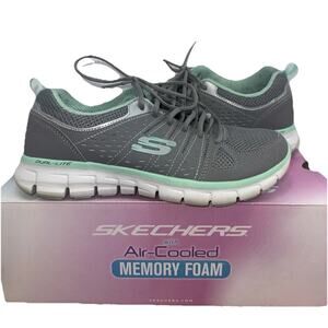 Skechers Womens 7.5 Synergy Look Book Gray Mint Running Shoes Athletic Sneakers